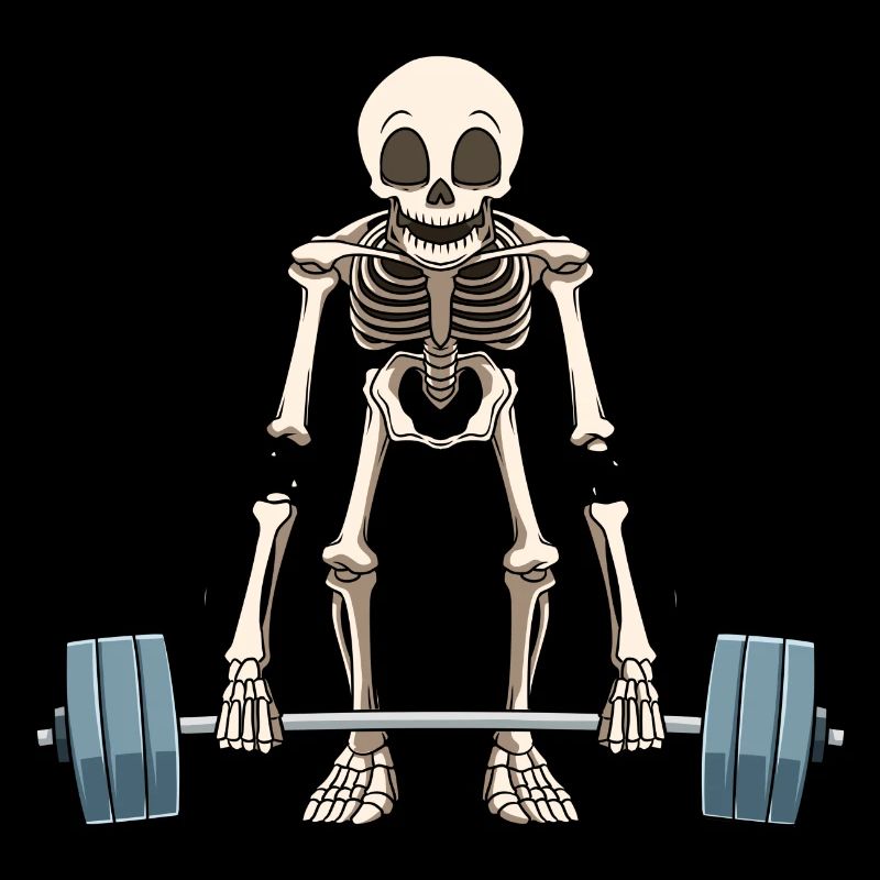 Funny skeleton weightlifting