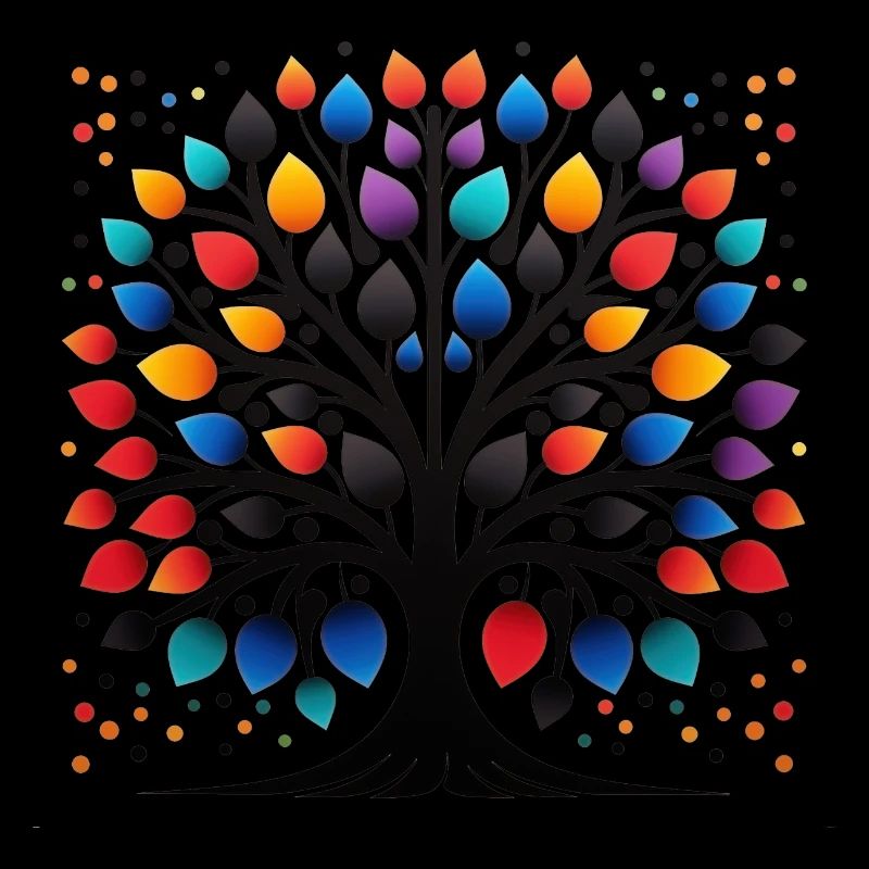 Lebensbaum Dot Art mit bunten Blättern