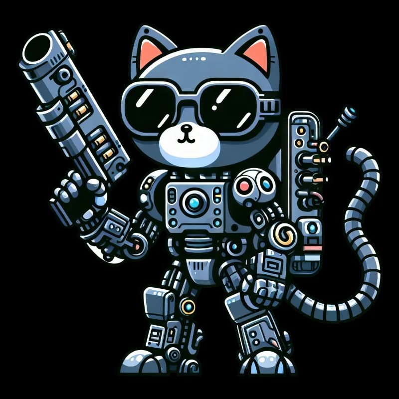 Cool chat cyborg dessin animé robot robot