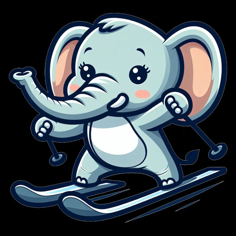 Éléphant skieur mignon