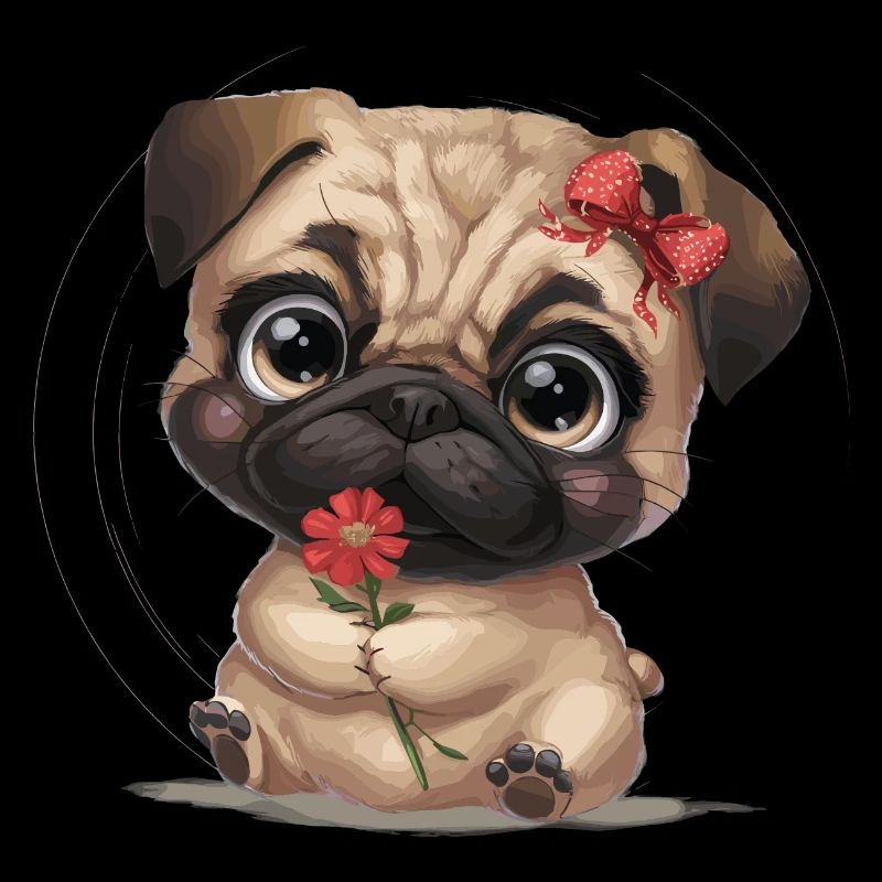 Mops Hundehalter Mops Liebe Blume