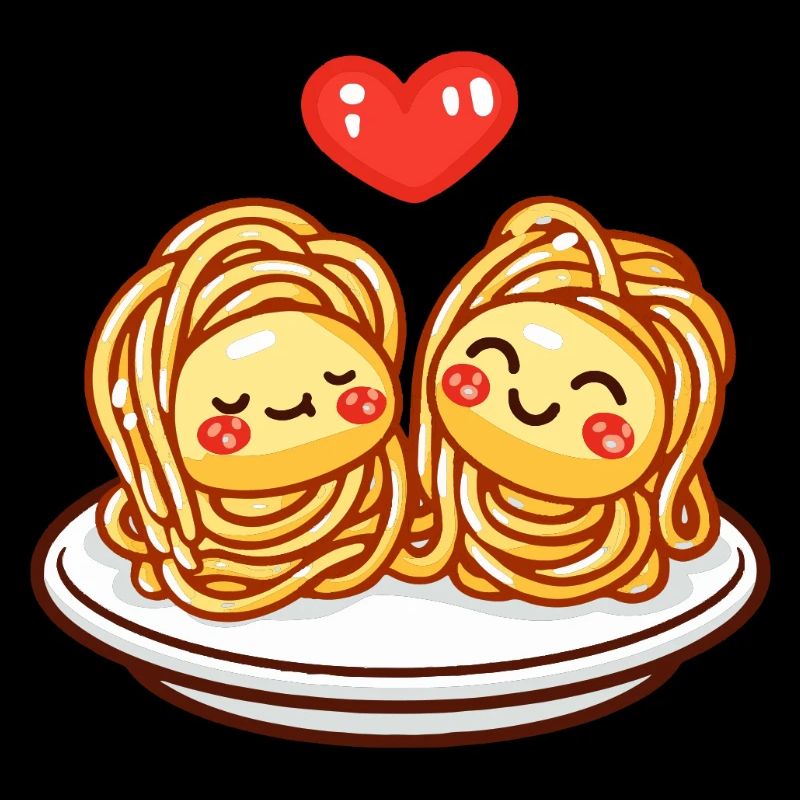 Nudeln Pasta Paar Liebe Herz Comic