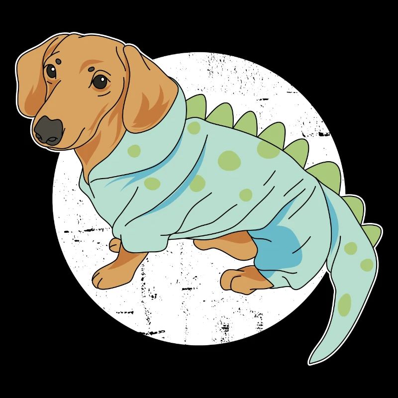 Teckel en costume de dinoko