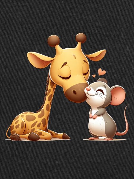 Girafe Câlin Et Souris Amoureuse
