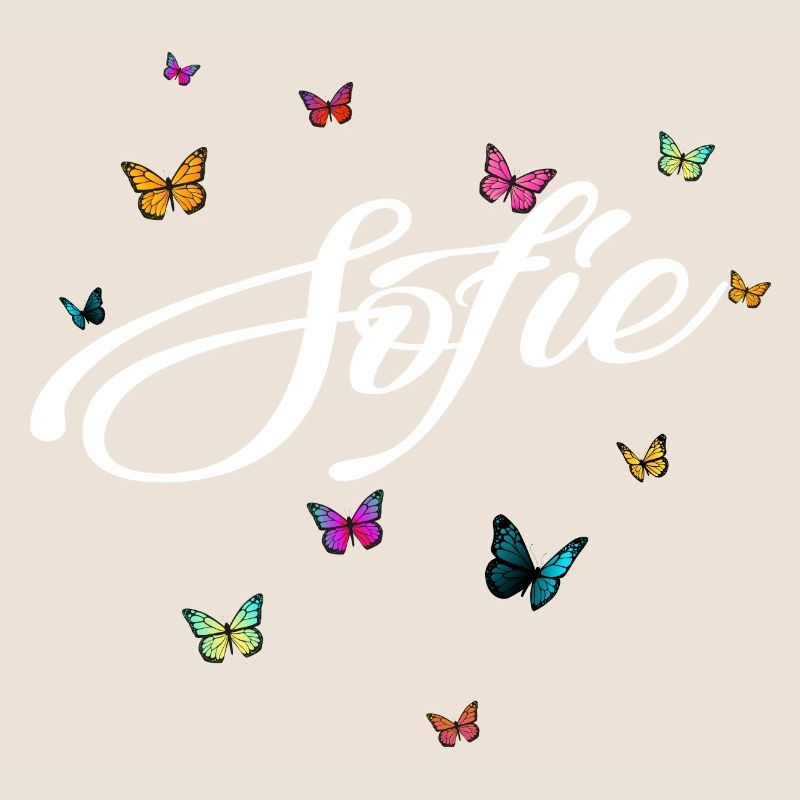 SOFIE - Mädchen Name mit bunten Schmetterlingen