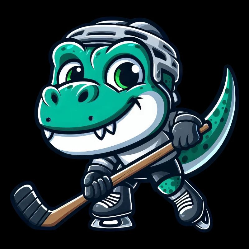 Dino T-Rex Dinosaurier spielt Eishockey