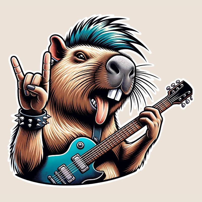 Capybara, guitariste de rock and roll