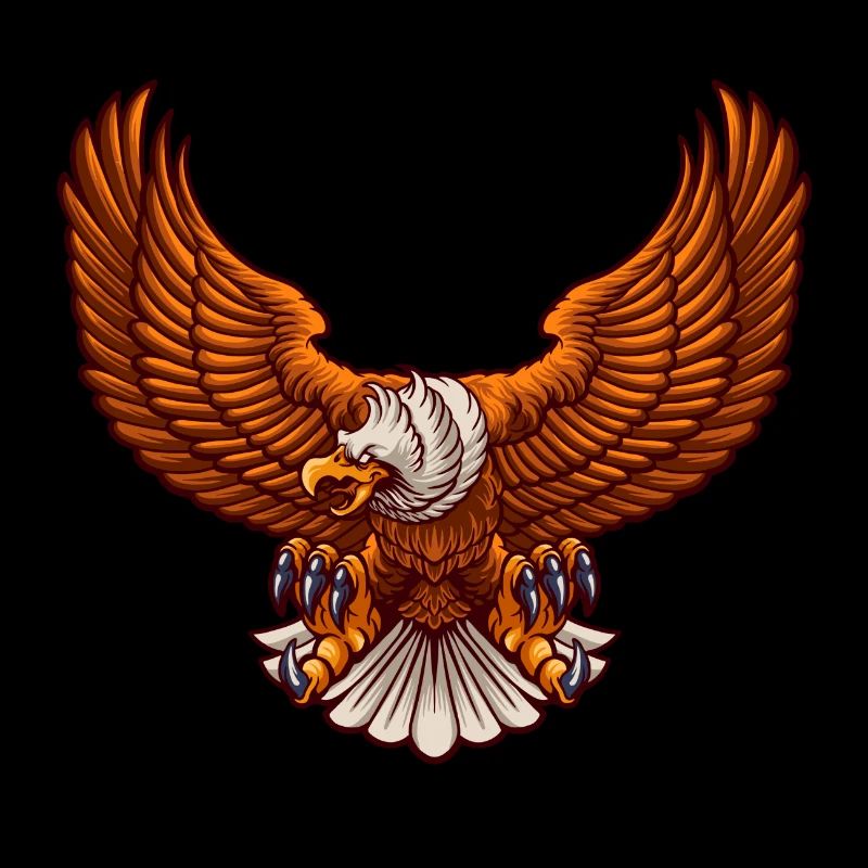 Eagle flies and grasps with claws