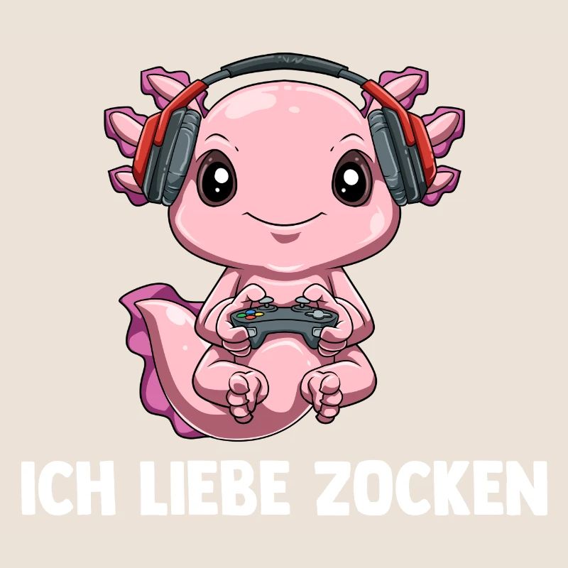 Ich Liebe Computer Zocken - Gaming Axolotl
