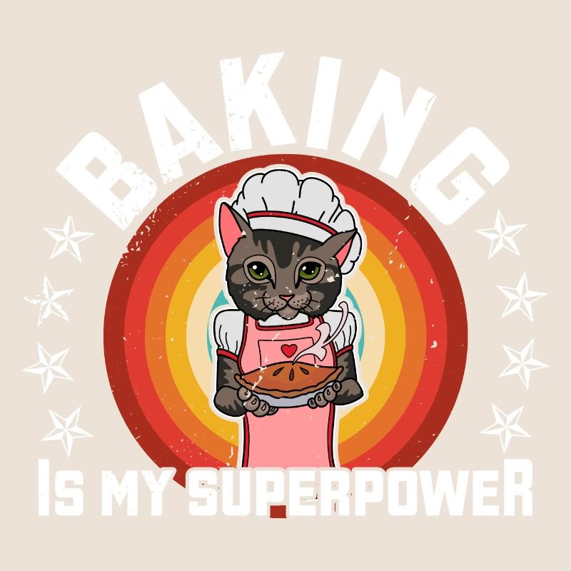 Baker Cat Cake Food Baking Hobby Dire
