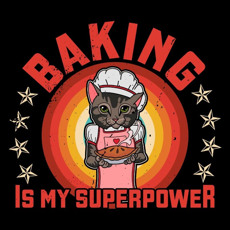 Bäcker Katze Kuchen Essen Backen Hobby Spruch