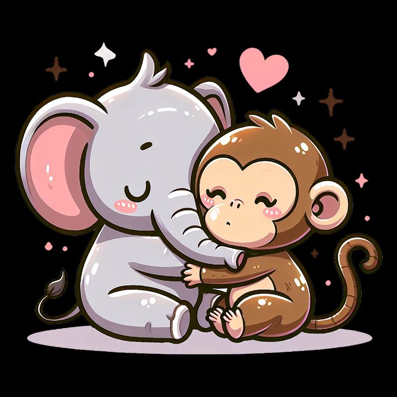 Câlin Éléphant Et Singe Amoureux