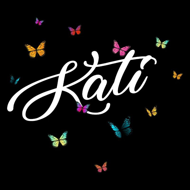 KATI - Mädchen Name mit bunten Schmetterlingen