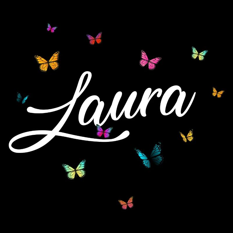 LAURA - Mädchen Name mit bunten Schmetterlingen