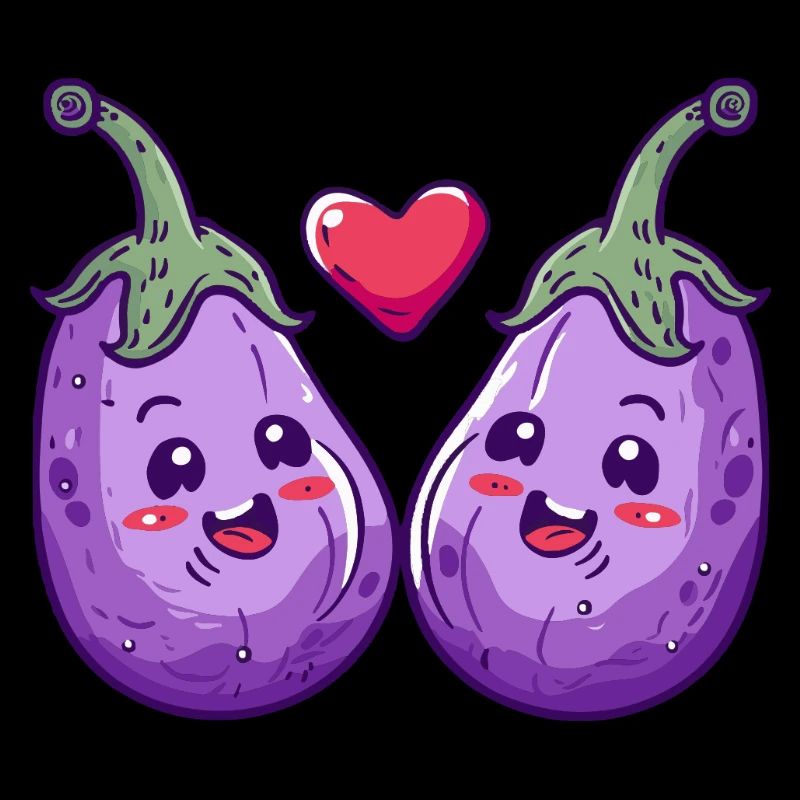 Aubergine Paar Liebe Herz Comic