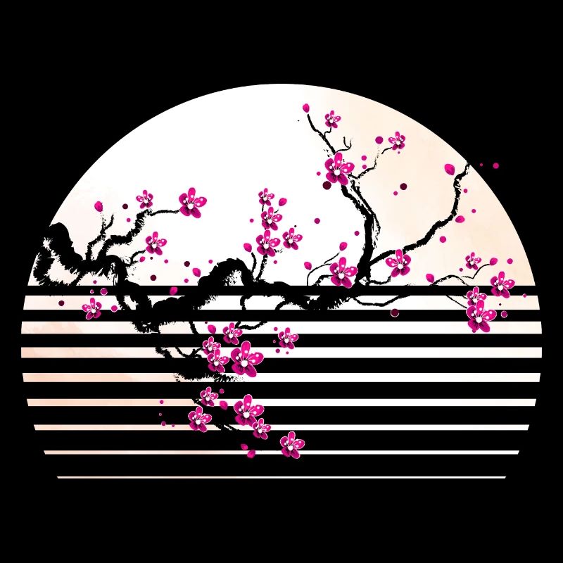 Cherry Blossom Japanese Retro Tree Sakura