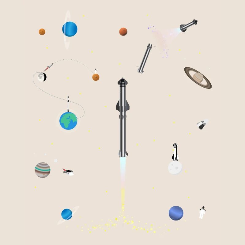 A Space-x blast into Space pattern