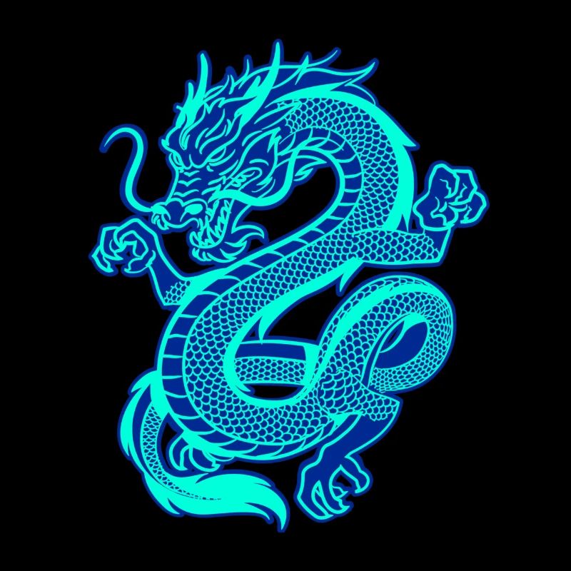 Electric blue oriental dragon