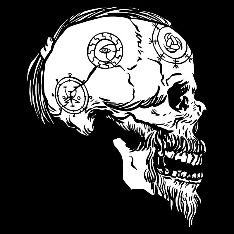 Lustig Vikinger Schädel Tattoo Bart Skandinavien