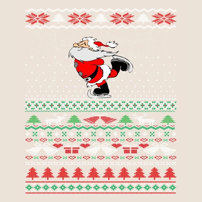 Hässlicher Weihnachtspullover Santa Skating Geschenkidee