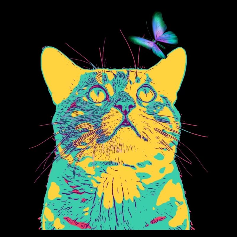 le papillon aime le chat