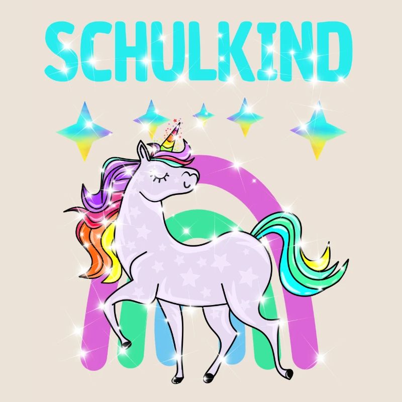 Schulkind Glitzer Einhorn mit Regenbogen