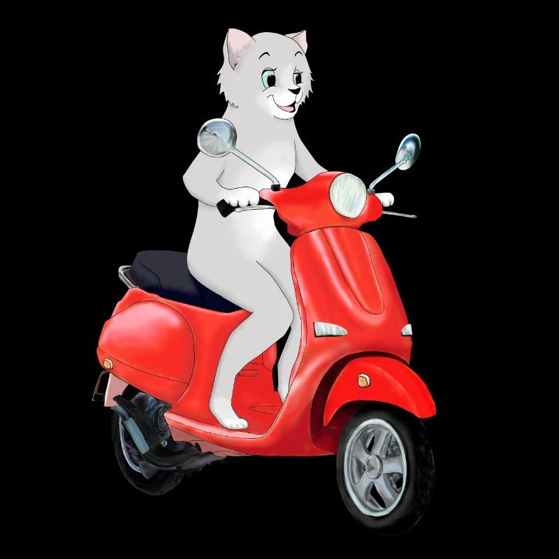 Scooter cat - Cat riding a red scooter