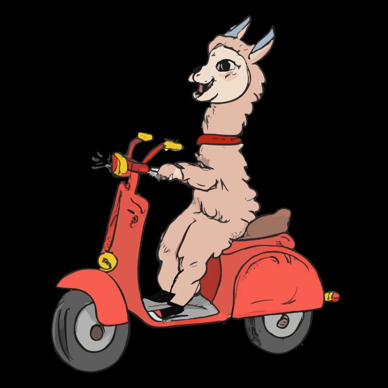 Lama Rides Scooter Funny Alpaca Scooter