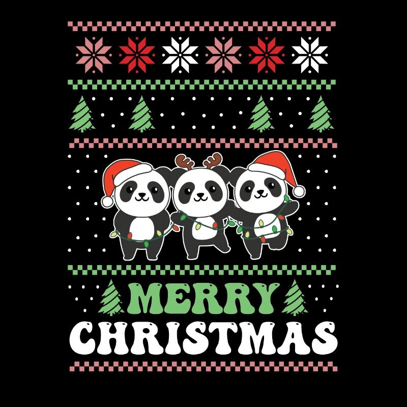 Joyeux Noël rétro moche Noël Panda