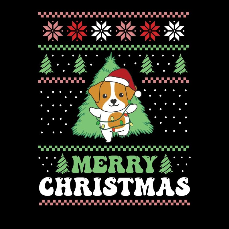 Joyeux Noël rétro moche Noël Jack Russell