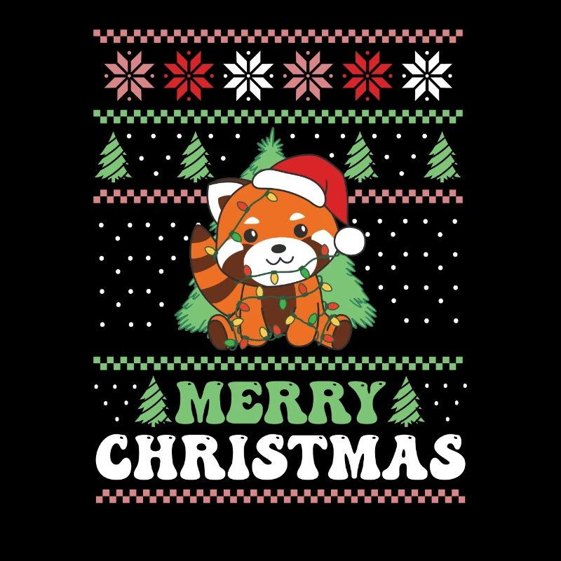 Joyeux Noël rétro moche Noël Panda roux