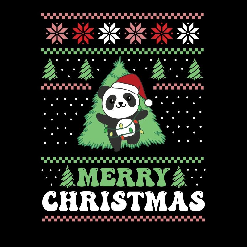 Joyeux Noël rétro moche Noël Panda