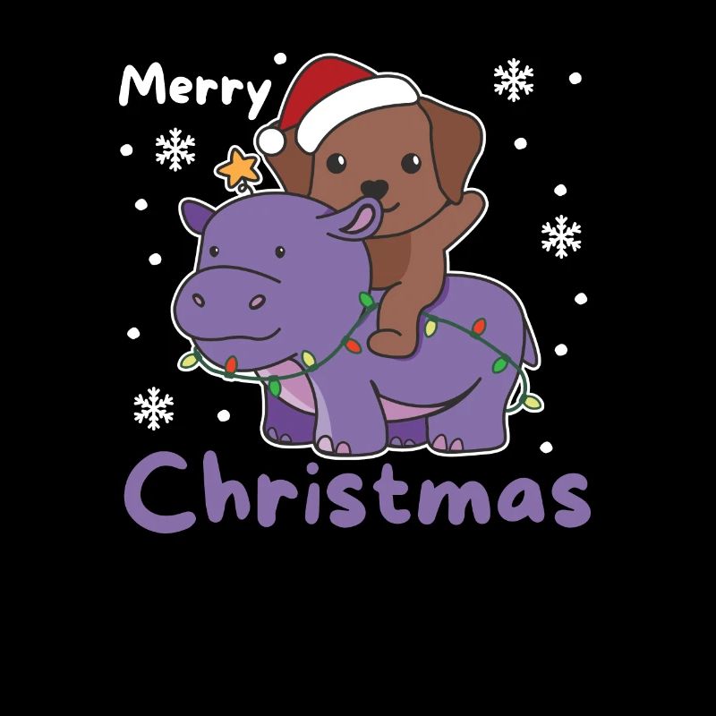 Noël Hippopotame Labrador Joyeux chiens de Noël