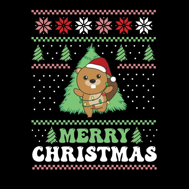 Joyeux Noël rétro moche castor de Noël