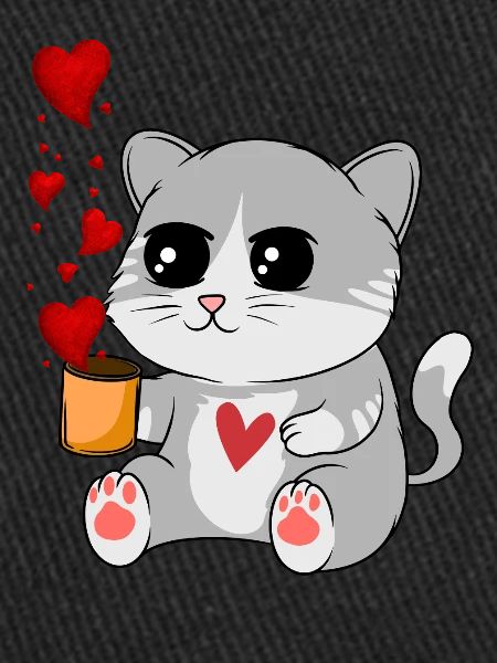 Big cat and hearts
