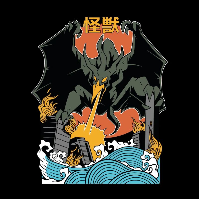 Coucher de soleil de monstre géant japonais