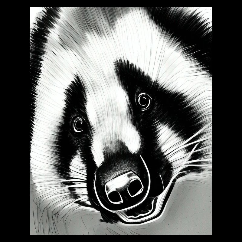 Badger (in german Dachs) cool portrait drawing