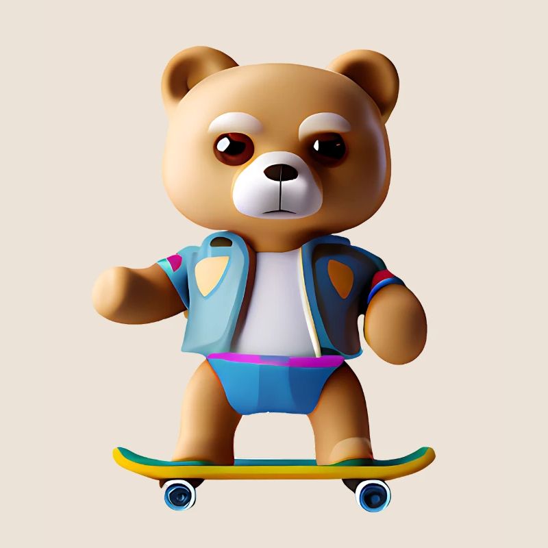 Cool bear on skateboard - Casual style
