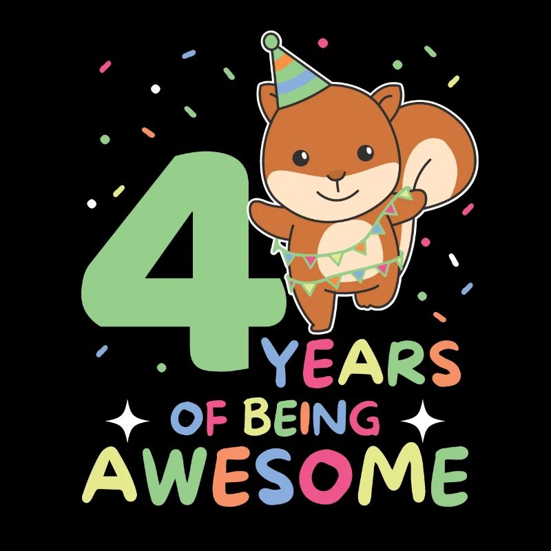 Eichhörnchen zum 4. Geburtstag Kinder vier Jahre