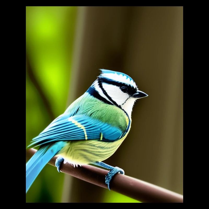 Cool Comic Portrait d’une mésange bleue dans la forêt