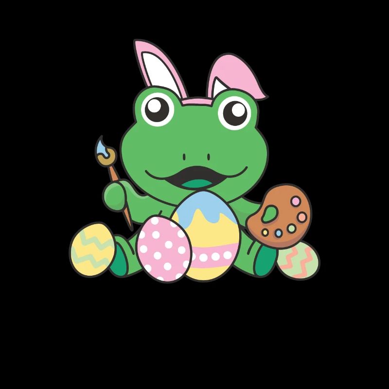 joyeuses Pâques douce grenouille Pâques avec œufs de Pâques