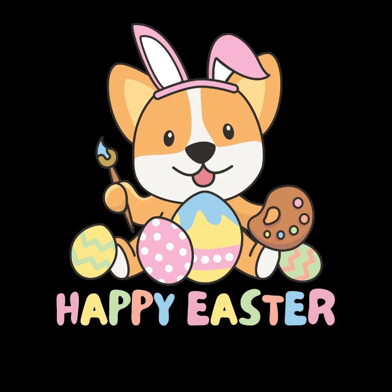joyeuses Pâques doux corgi Pâques avec œufs de Pâques