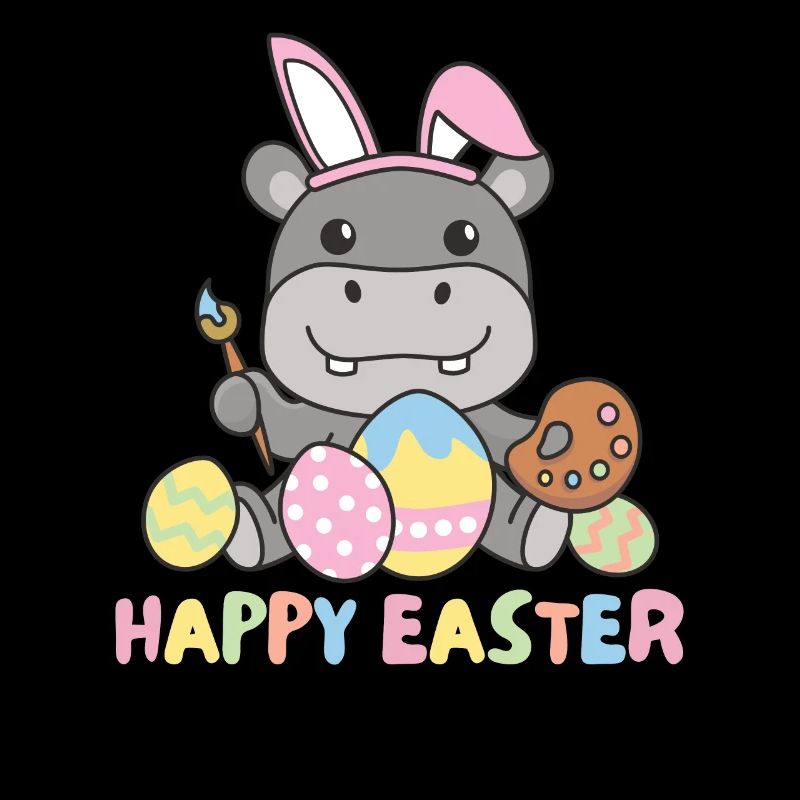 joyeuses Pâques hippopotames doux Pâques avec œufs de Pâques