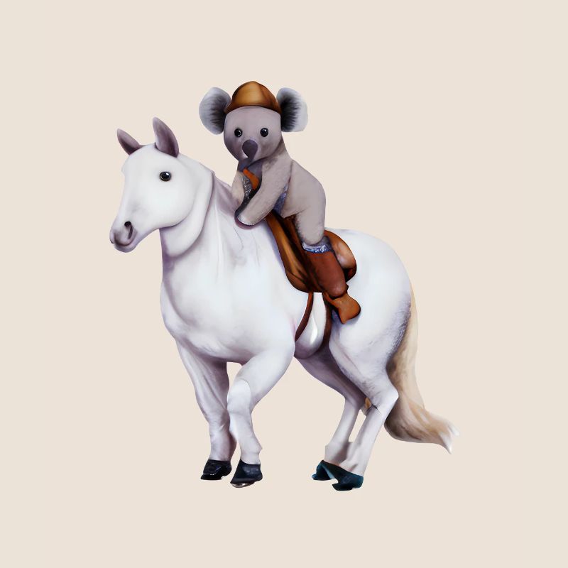 Koala auf einem Pferd