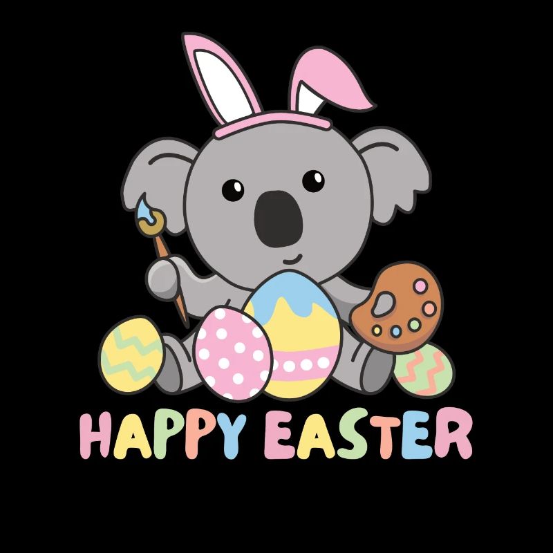 joyeuses Pâques doux koala de Pâques avec œufs de Pâques