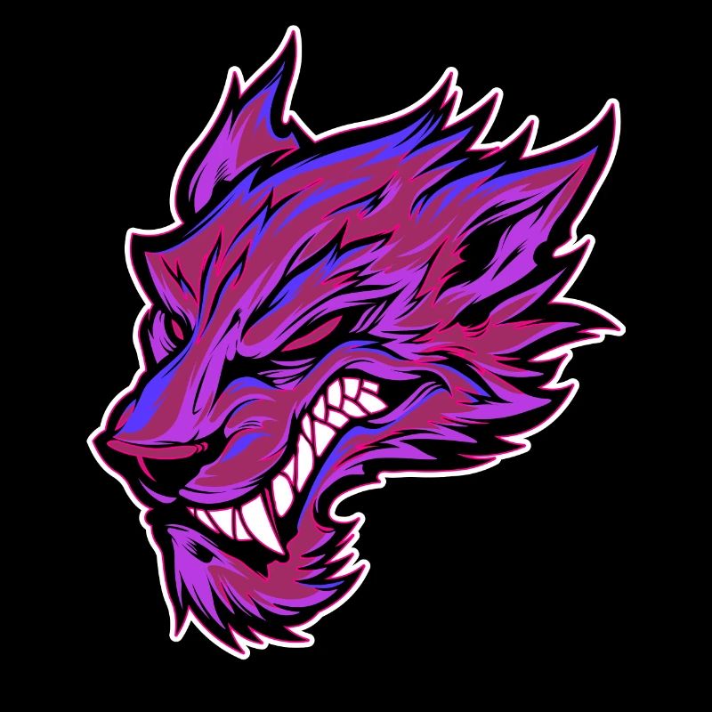 Wolf Kopf Wolfskopf Tattoo Graffiti Pink