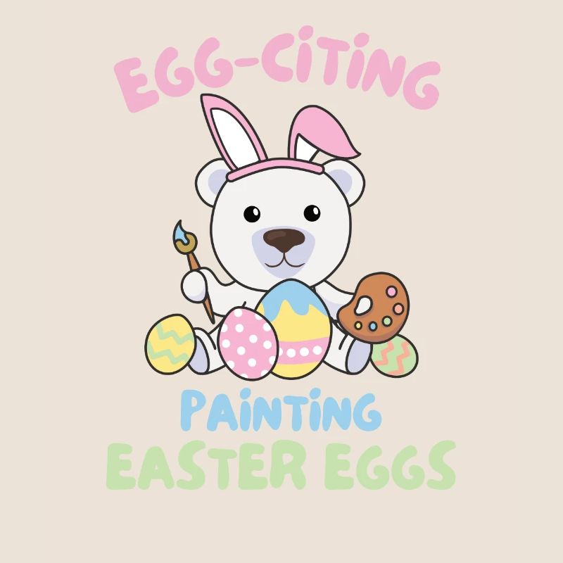 cute polar bears at Easter with Easter eggs polar bear