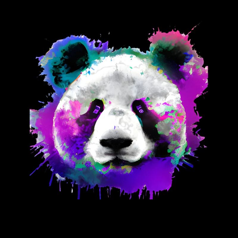 Farbenfroher Panda mit Spritzern