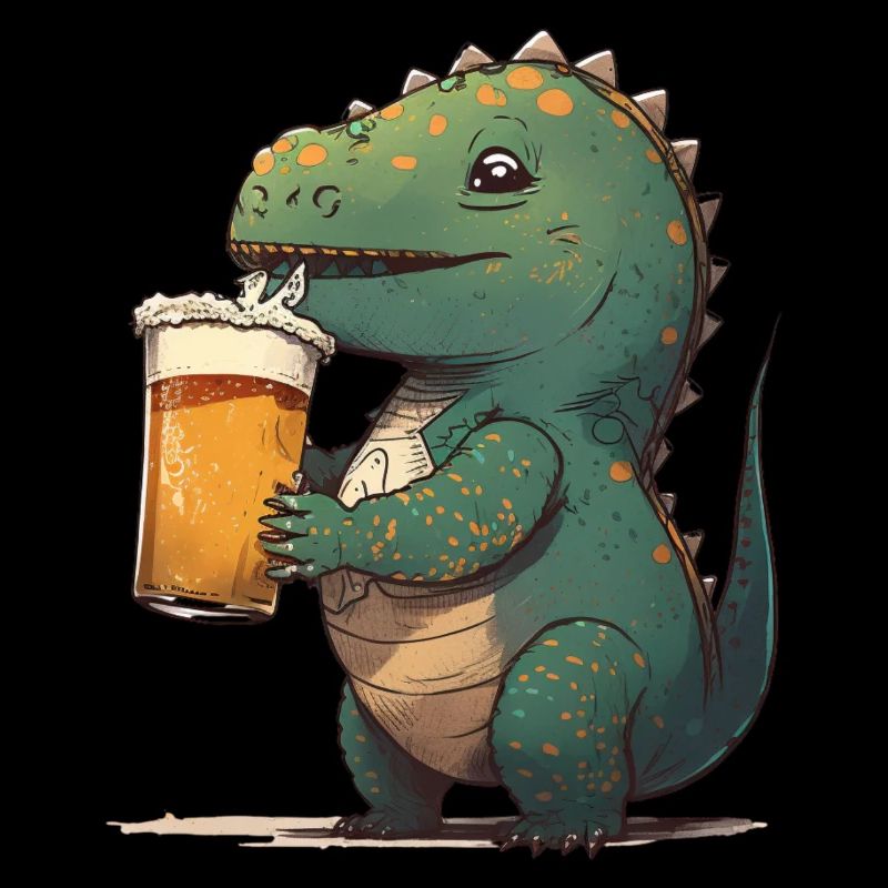 Lustiger Dinosaurier trinkt ein Glas Bier