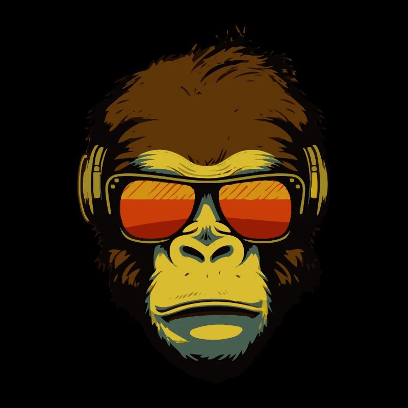 Singe cool avec lunettes de soleil et écouteurs